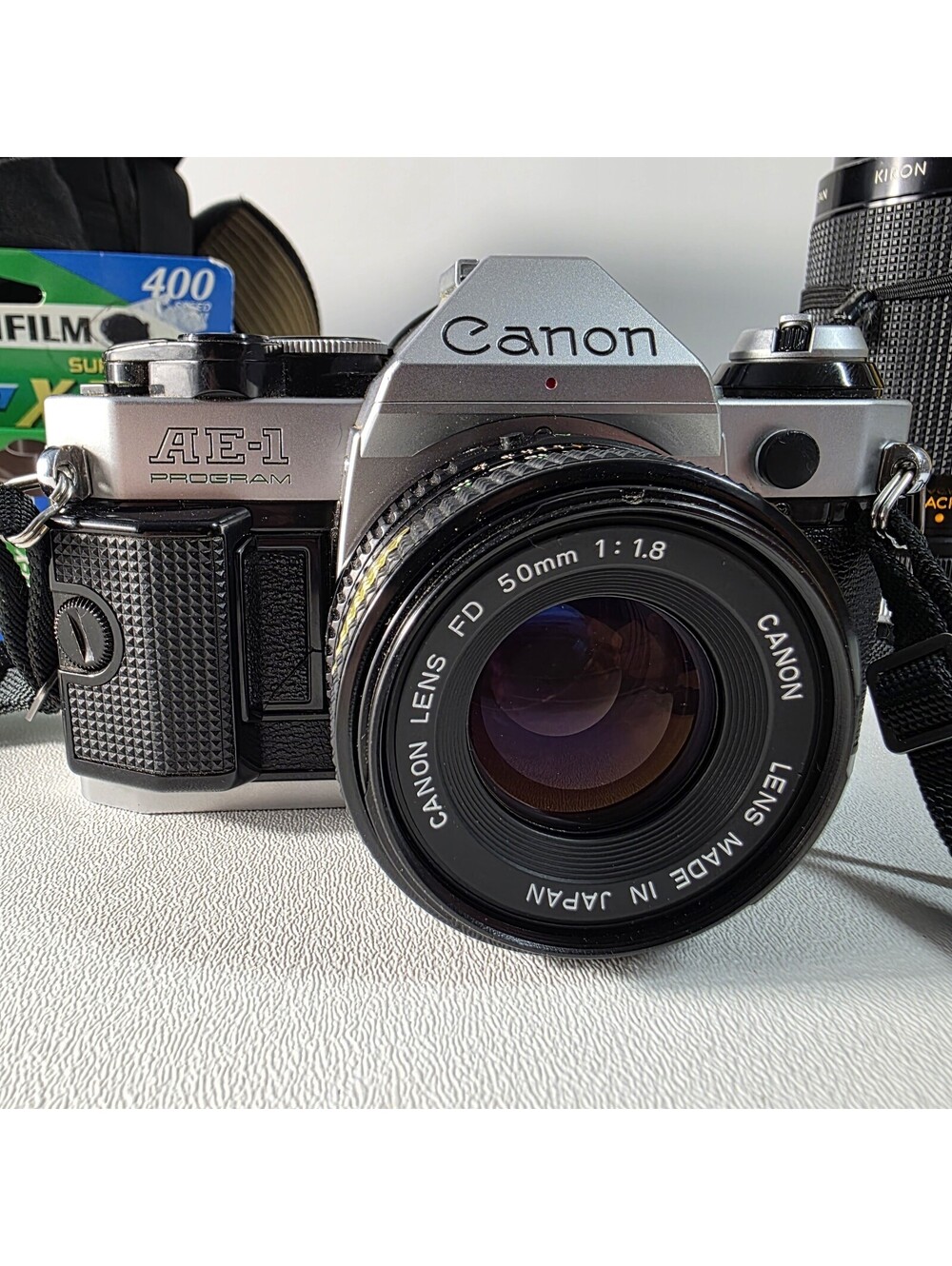VINTAGE Canon AE-1 Program 35mm SLR Film Camera with 50mm Lens BUNDLE Working